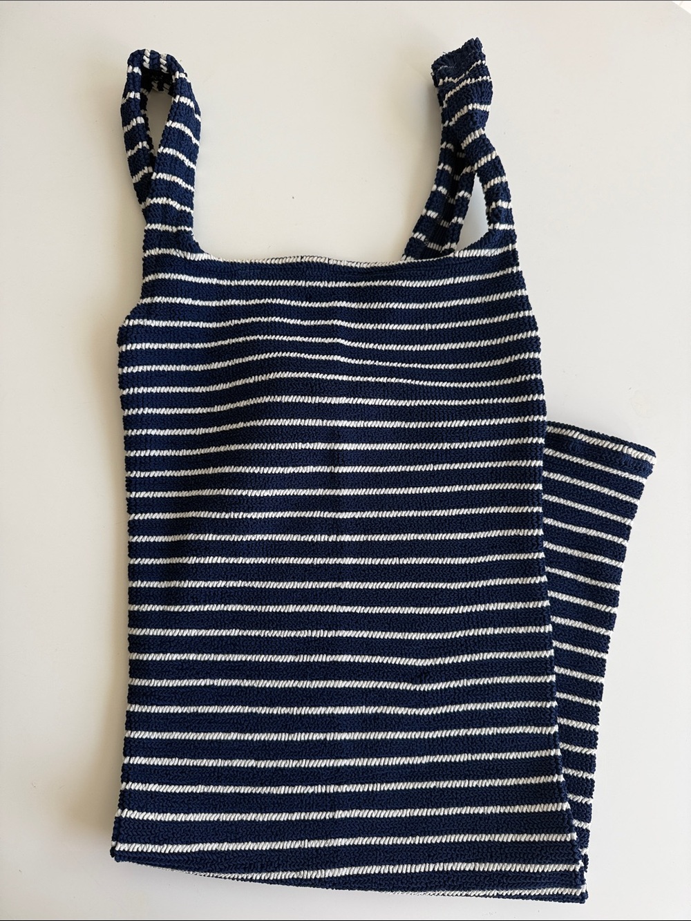 Striped Hunza G Navy and White Knit Dress